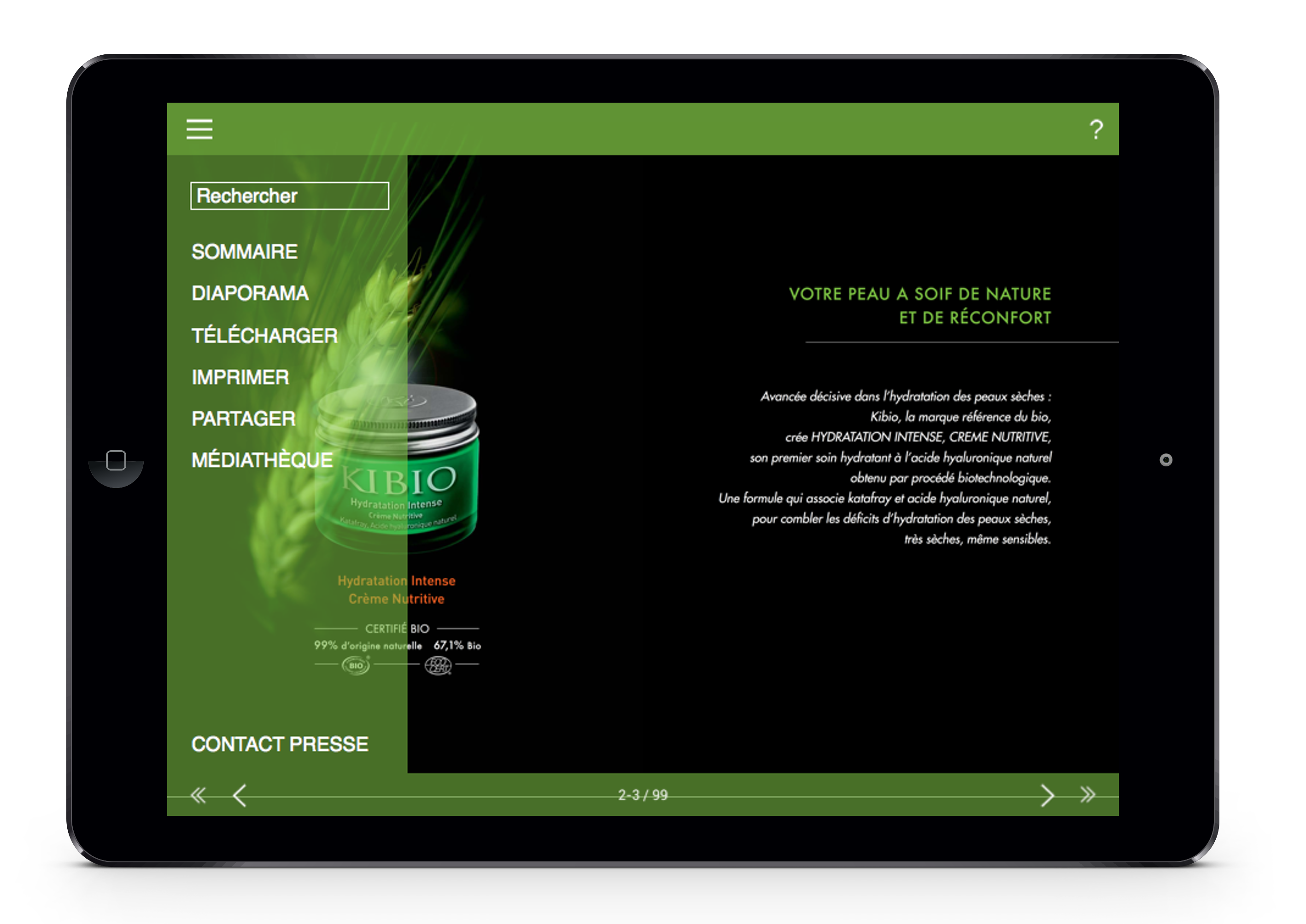 Dossier de presse interactif sur tablette 1