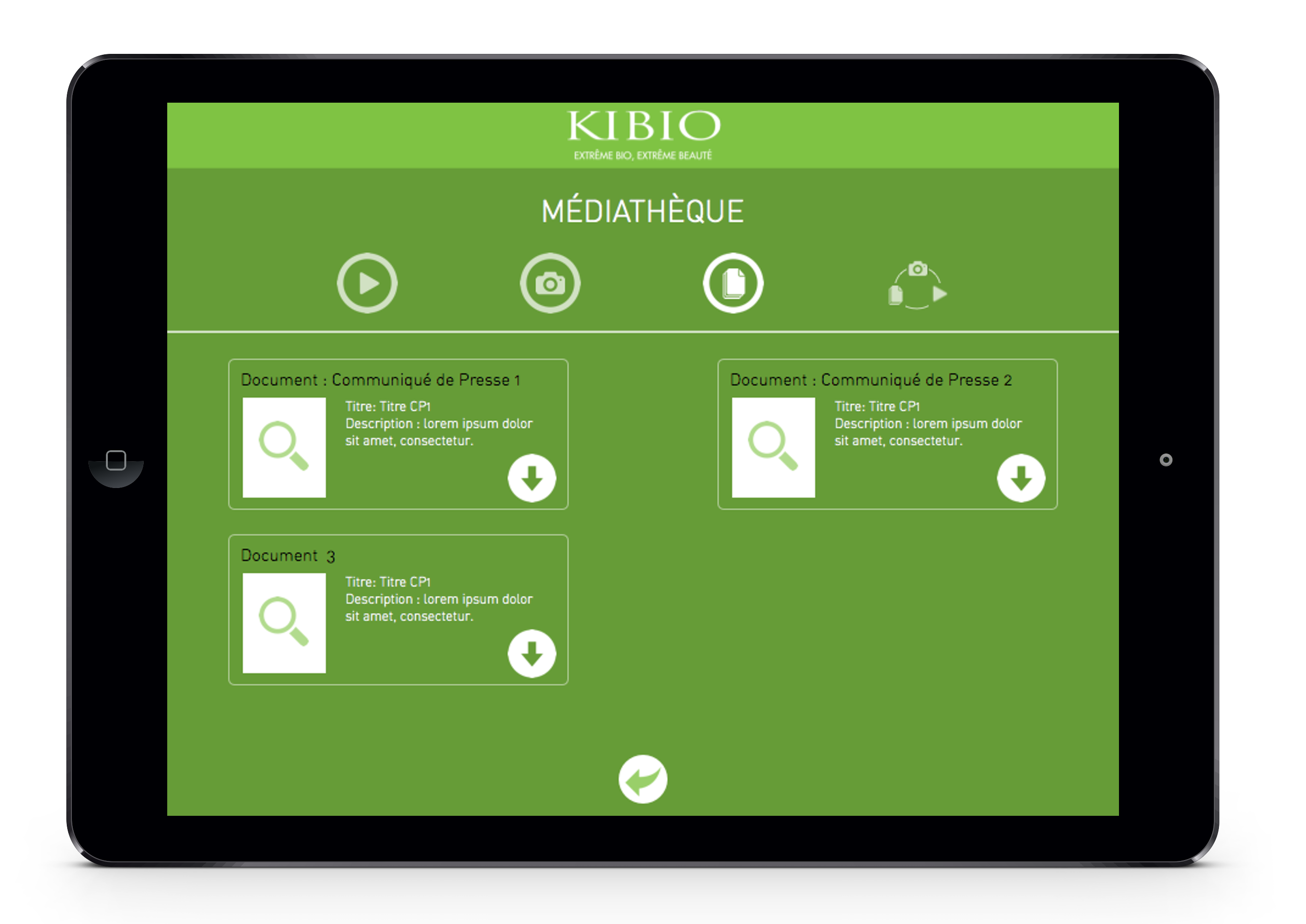 Dossier de presse interactif sur tablette : mediatheque